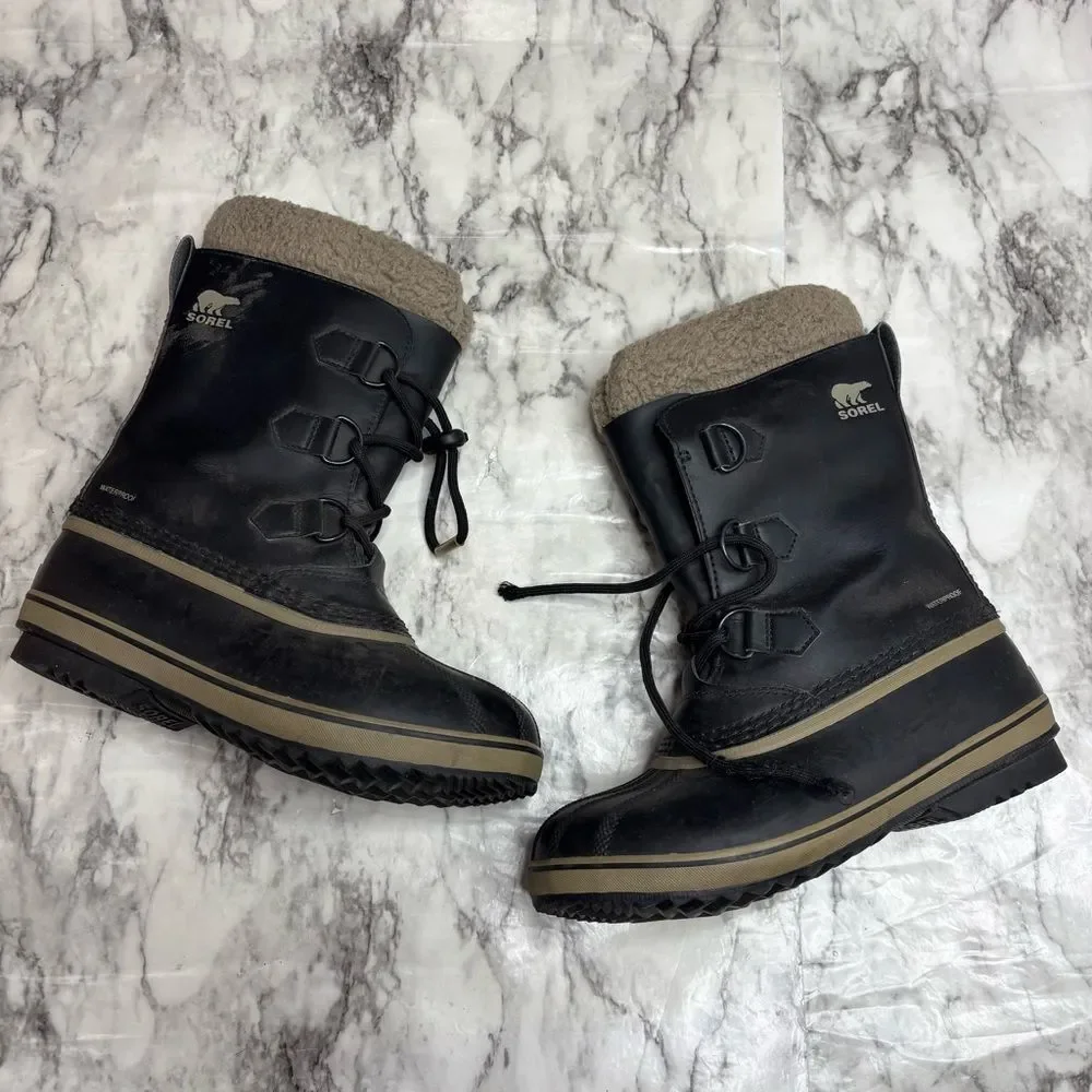 SOREL Kids Yoot Pac Nylon waterproof boots winter rain size 5 black